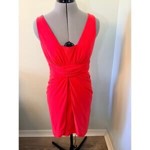 Essential by ABS Coral Red Draped style Cocktail Dress size 8